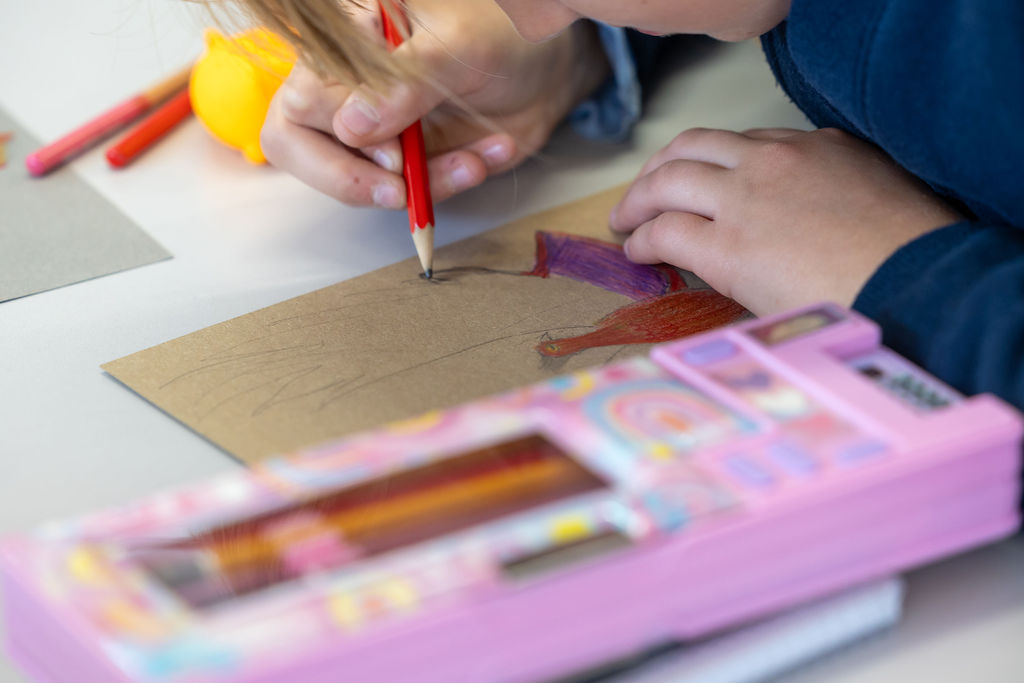 Art supplies on a table in a Horris Hill School classroom